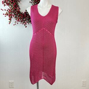 KROSHETTA by Papillon Crochet V-Neckline Sleeveless Slip On dress - Magenta